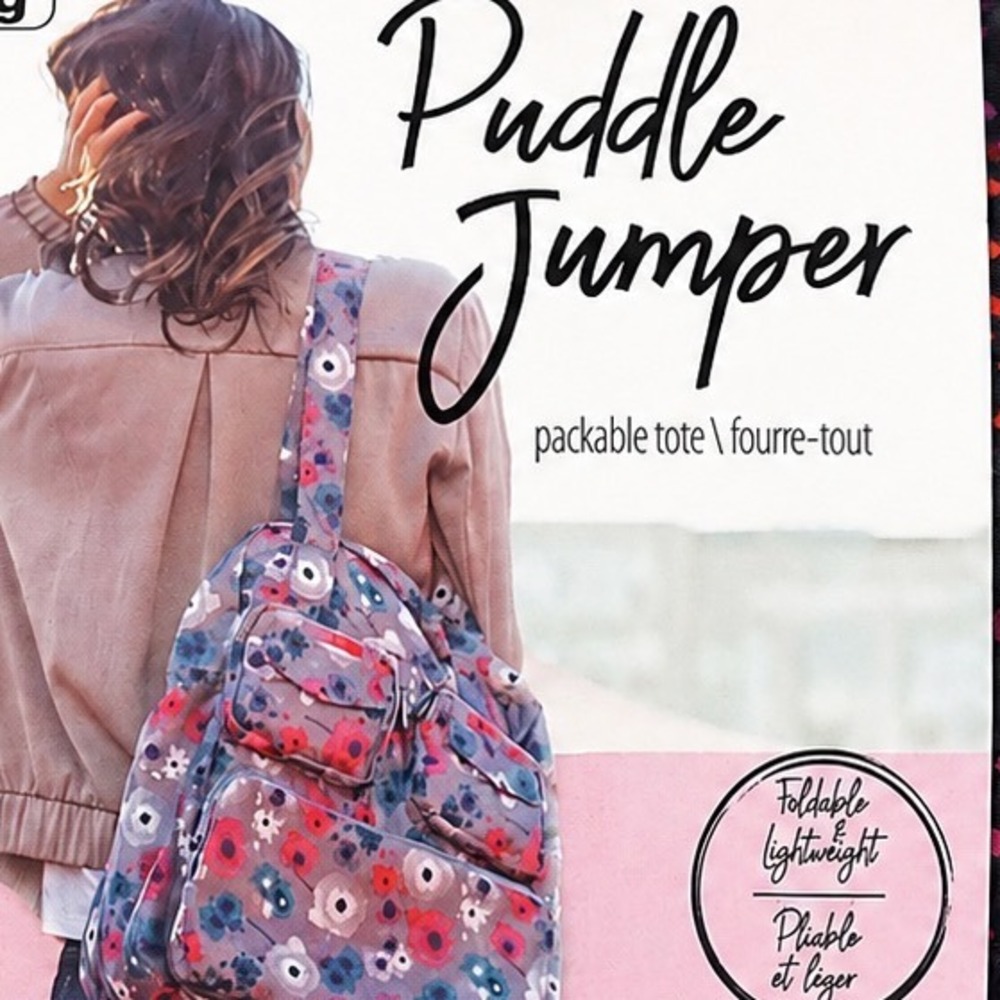 Lug Puddle Jumper Packable Tote Bag Rainbow Dots Black Multi Travel Foldable NEW - Picture 4 of 5